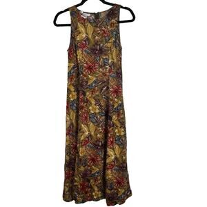 One To Watch Vintage Hawaiian Tropical Maxi Tank Dress Size 5/6 Small 100% Rayon